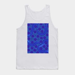 Aboriginal Art - The River Around Us Blue Tank Top